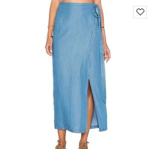 denim wrap maxi skirt